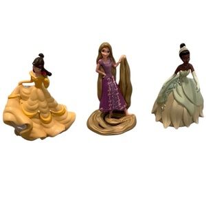 Disney Princesses Figure Lot Belle Tiana Rapunzel Princess 4 Inches Tall